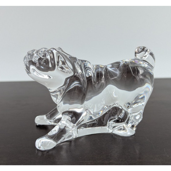 Baccarat Crystal Mops Hund Carlin Pug Dog Puppy Figurine Paperweight France - Picture 2 of 13